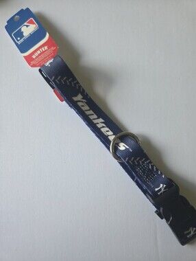New York Yankees Dog Collar L Adjustable MLB Logo Blue White Baseball NWT